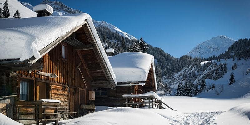 Gutters on a home during winter season