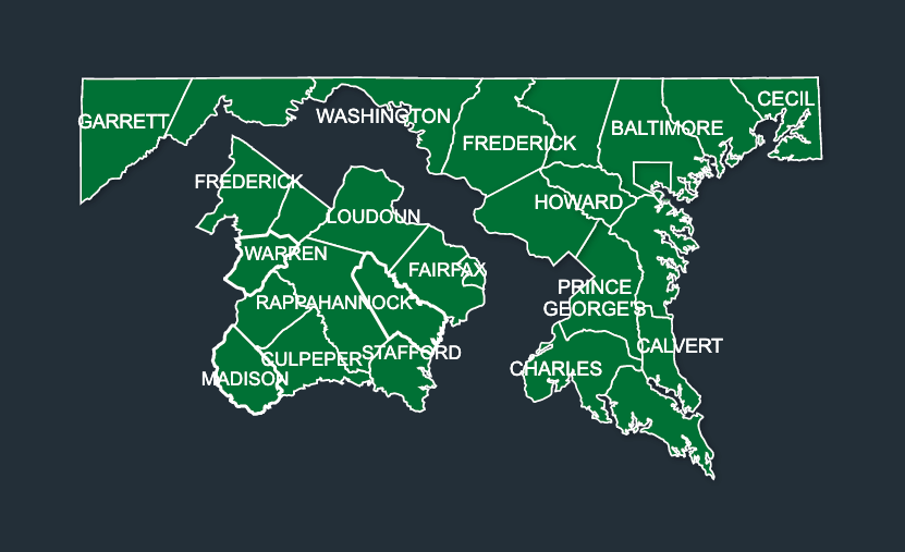 Map of LeafGuard gutters in Washington DC