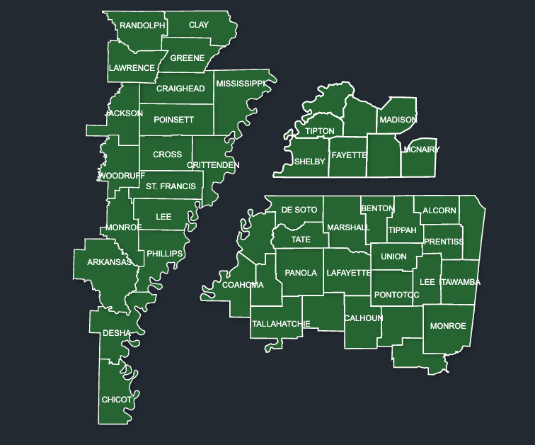 Map of LeafGuard Gutter Installations in Memphis TN