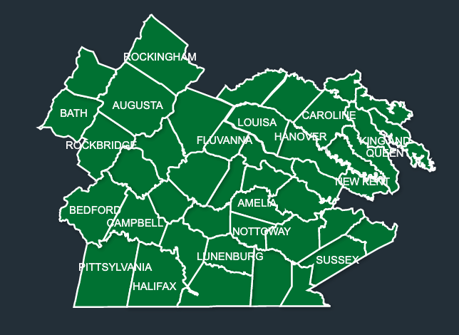 Map of LeafGuard gutters in Virginia 