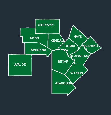 Map of LeafGuard gutters in San Antino