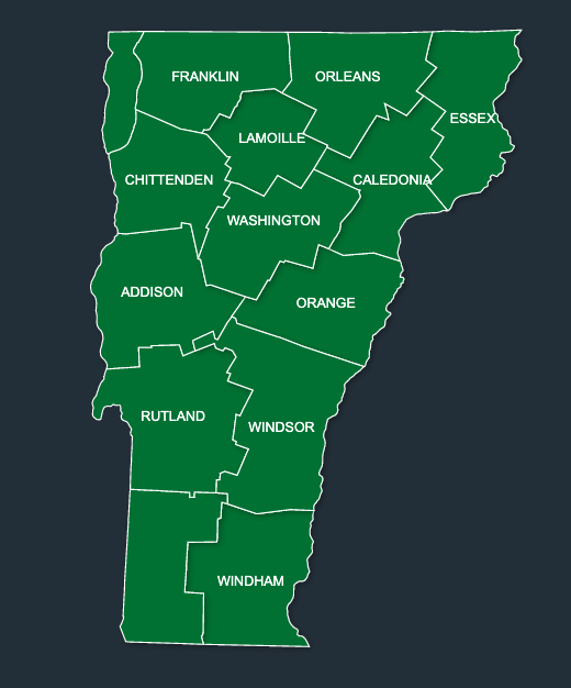 Map of LeafGuard Gutter Installations in Vermont